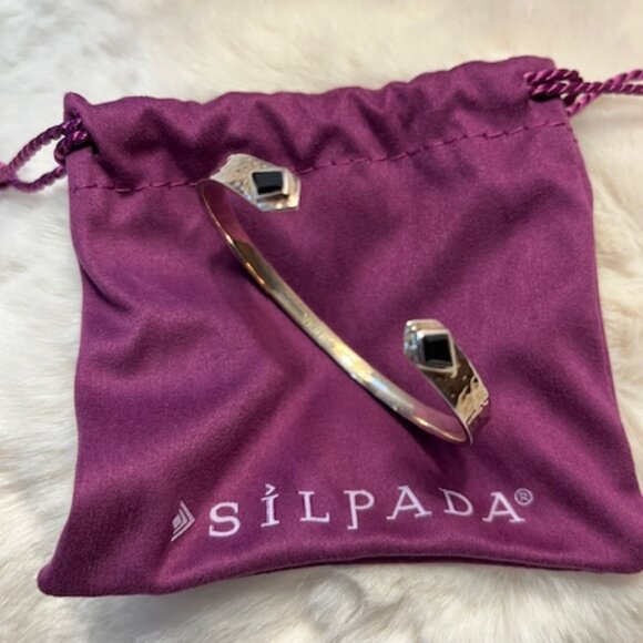 Silpada Sterling Silver - Black Stone Cuff Bracelet - Picture 2 of 5